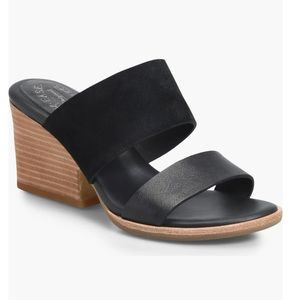 Kork-Ease Gorrie black leather slide block heel sandal